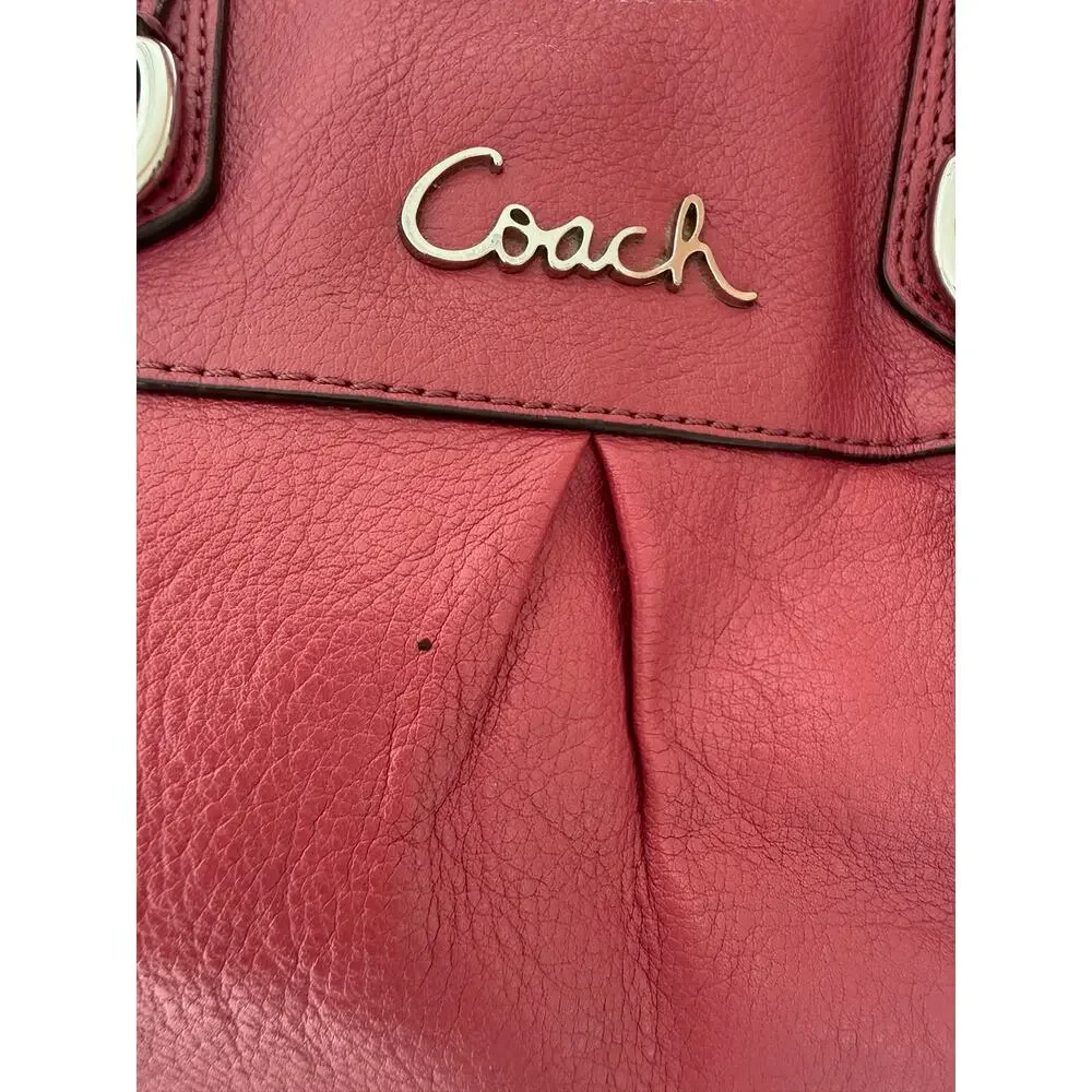 Coach Ashley Raspberry Pink Pebbled Leather Satchel Bag F15445